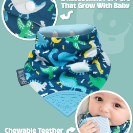 Neckerchew  Teething Dribble Bib - Baby Dino