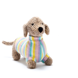 Knitted Sausage Dog with Pastel Jumper