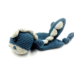 Fair Trade Cotton Crochet Dinosaur Comforter - Blue