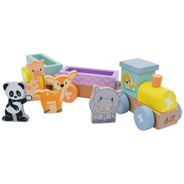 Wooden Train Set with Animals