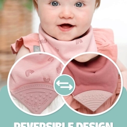 Neckerchew  Teething Dribble Bib - Rainbow Rose