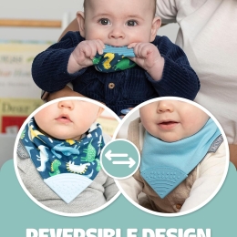 Neckerchew  Teething Dribble Bib - Baby Dino