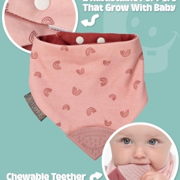 Neckerchew  Teething Dribble Bib - Rainbow Rose