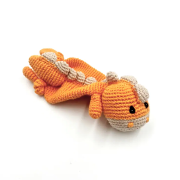 Fair Trade Cotton Crochet Dinosaur Comforter - Soft Orange