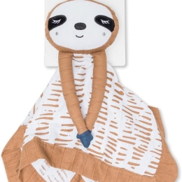 Lulujo - Tan and White Sloth Muslin Lovey