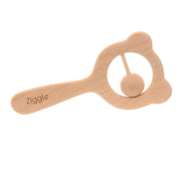 Wooden Teether and Rattle - Blush