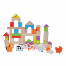 Farm Building Blocks - 50 Piece wooden Building Set